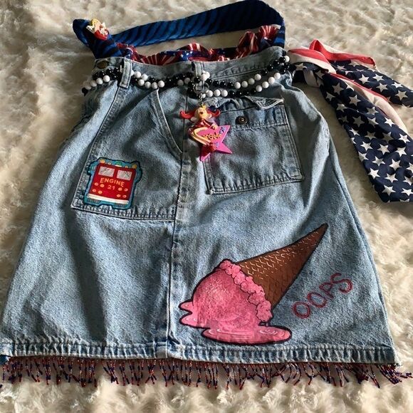 Blue Jeans Bag DIY Americana Vintage Handmade Recycled - Picture 1 of 13